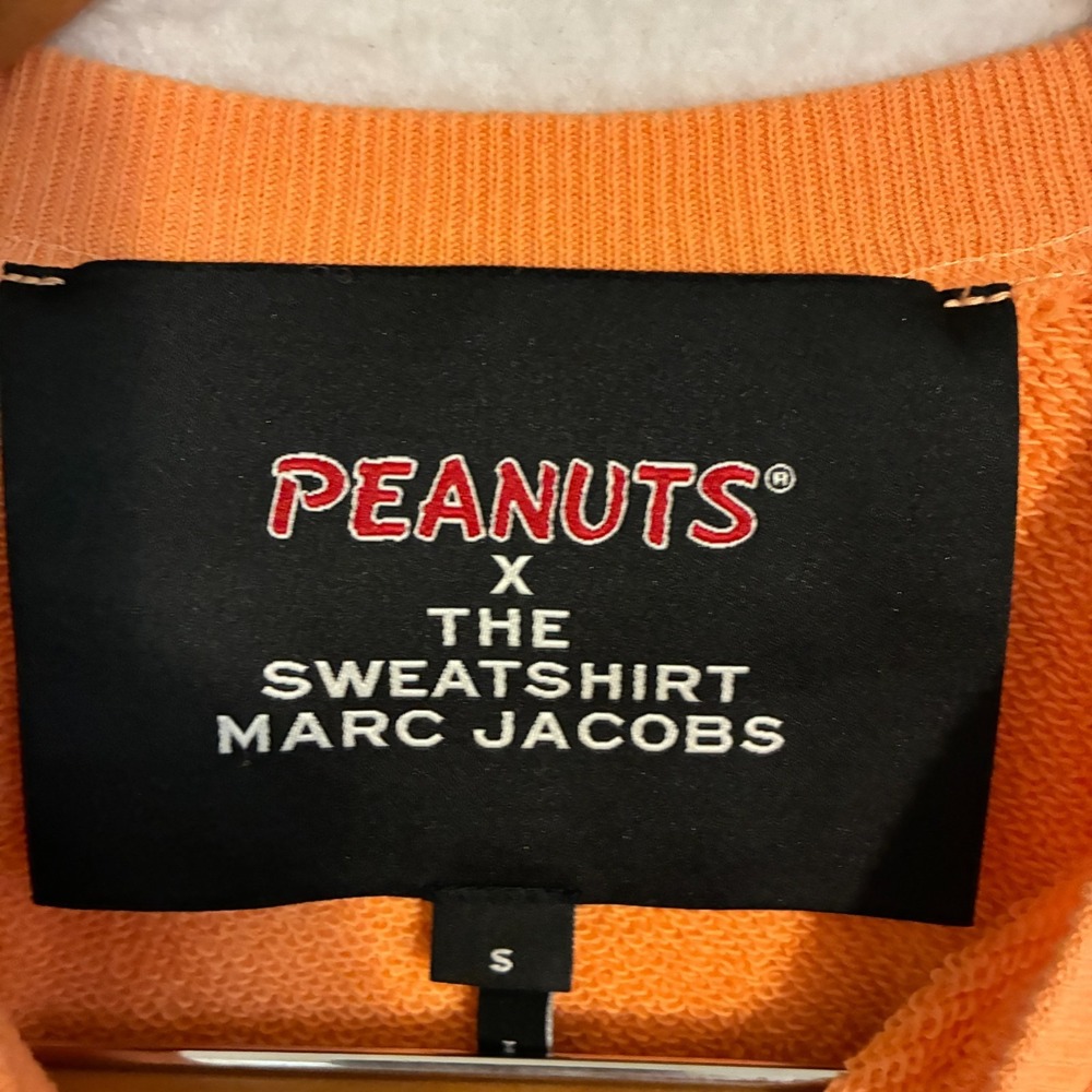 Peanuts x Marc Jacobs Franklin Sweatshirt Size S Orange Distressed Charlie RARE - Picture 4 of 13